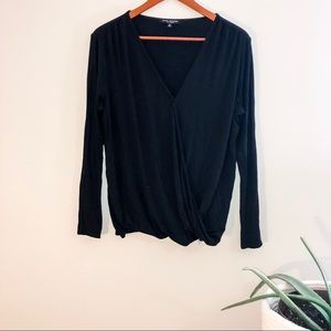 Black Wrap Front Blouse
